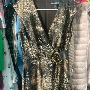 Frank Lyman Design Gold and Black Long Sleeve Sheath Dress